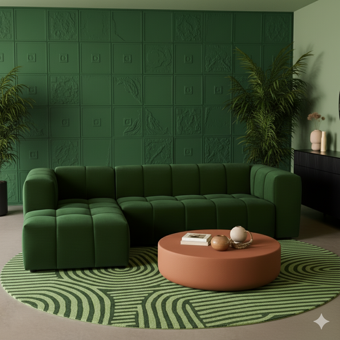 Hoekbank Basquiat Links Fluweel Warm Groen