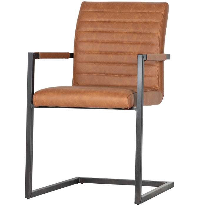 Stoel Bas PU Leder Cognac 2 stuks