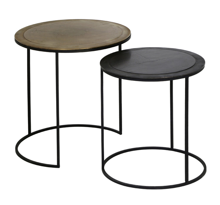 Side table Talca Set van 2 Antiek Koper en Zwart