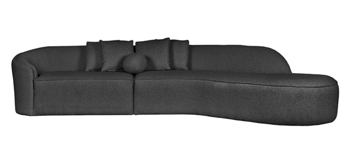 Bank Flori Antraciet Boucle / Teddy 4-Zits 338cm breed