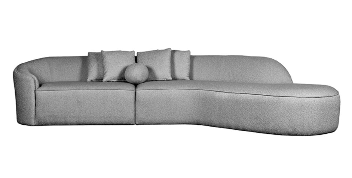 Bank Flori Grijs Boucle / Teddy 4-Zits 338cm breed