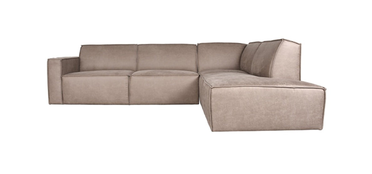 Hoekbank Kay Taupe Micro Suede Rechts 283cm breed