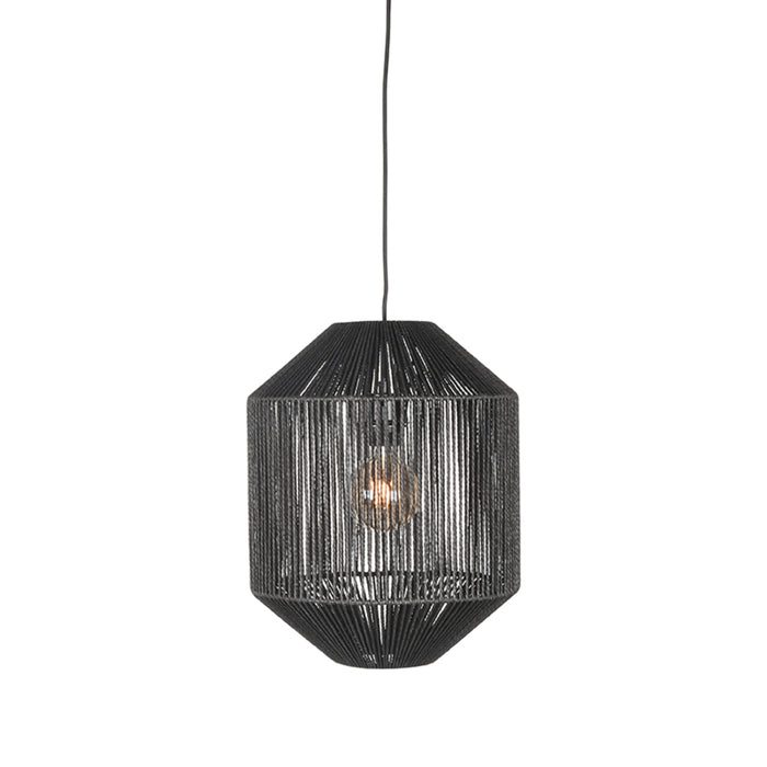 Hanglamp Ibiza Zwart Jute 1 Lichts Cilinder