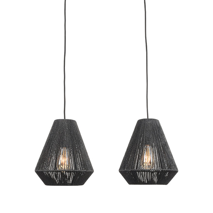 Hanglamp Ibiza Zwart Jute 2 Lichts