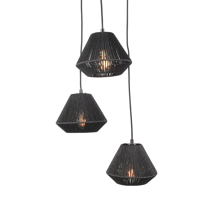 Hanglamp Ibiza Zwart Jute 3 Lichts