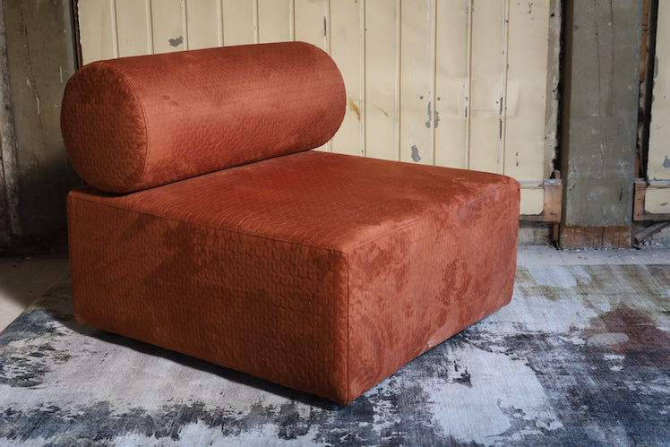 Fauteuil Rood/Oranje Stitching Fluweel