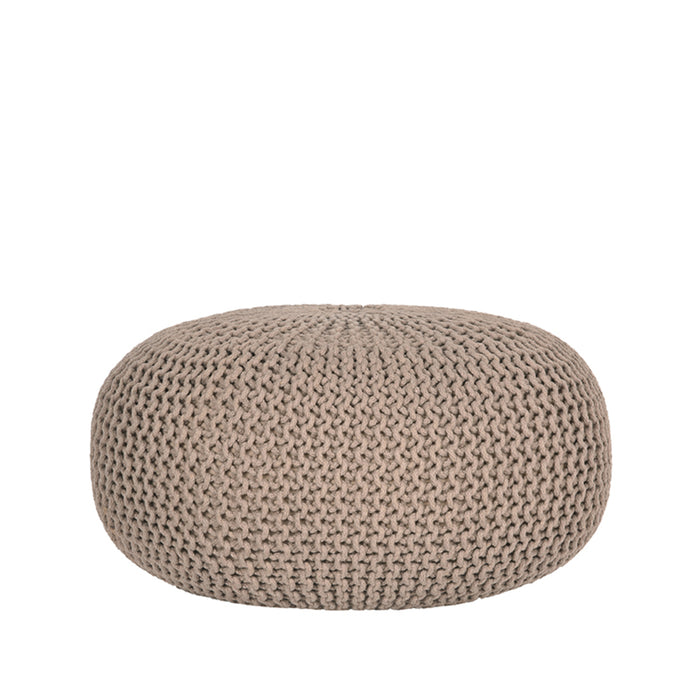 Poef Knitted Beige Katoen 70x70cm