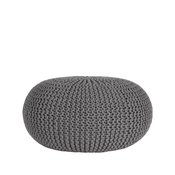 Poef Knitted Donkergrijs Katoen 70x70cm