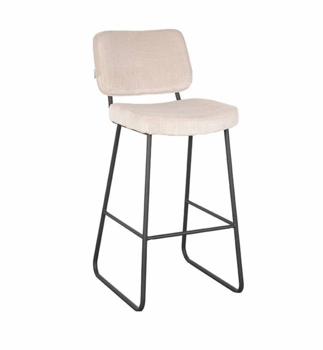 Barkruk Noah Rib stof Naturel 2 stuks