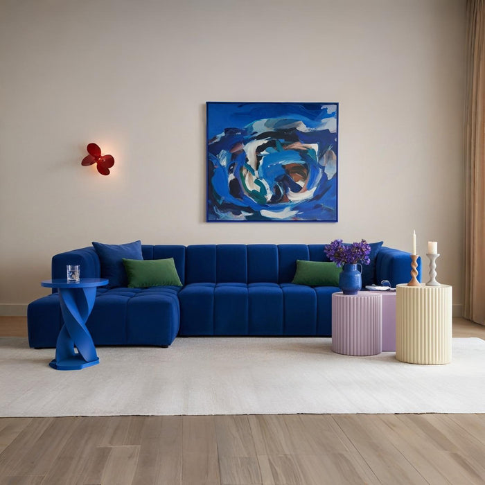 Hoekbank Ancan Links Fluweel Blauw