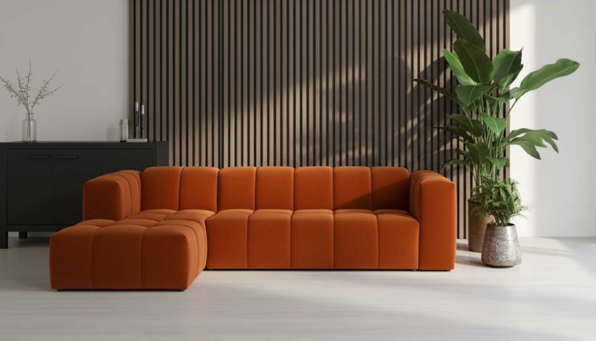 Hoekbank Basquiat Links Fluweel Oranje