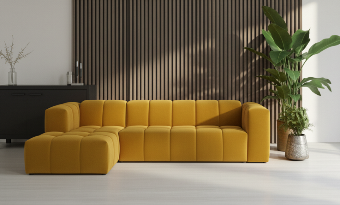 Hoekbank Basquiat Links Fluweel Oker Geel