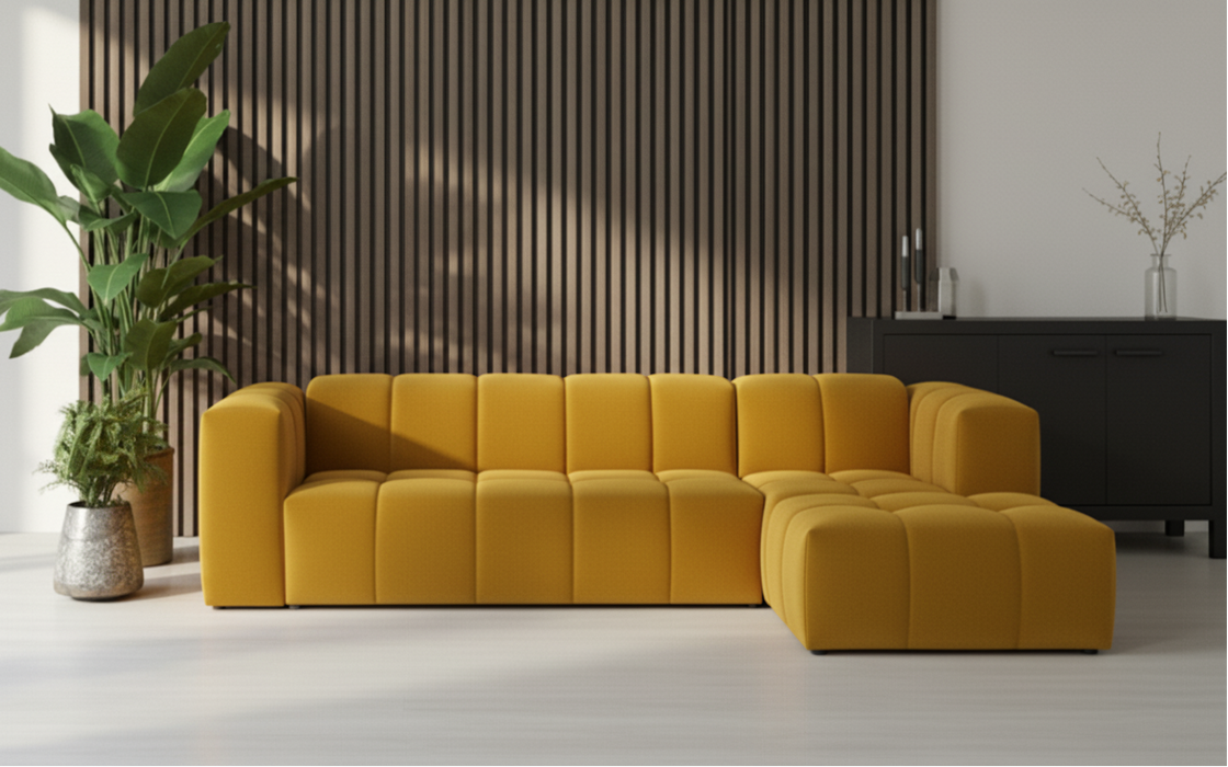 Hoekbank Basquiat Rechts Fluweel Oker Geel