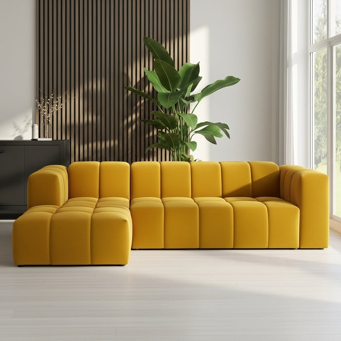 Hoekbank Basquiat Links Fluweel Oker Geel