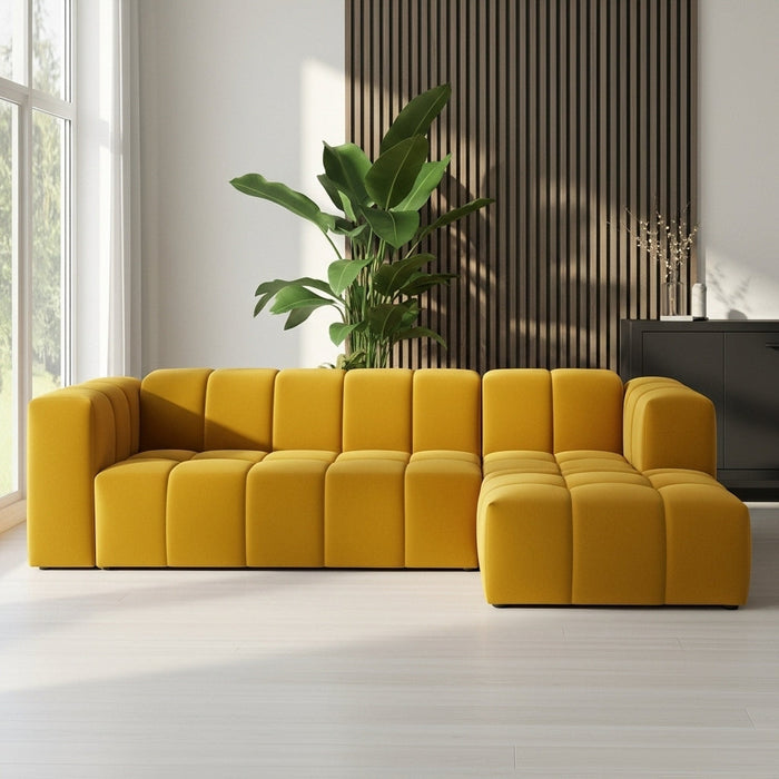 Hoekbank Basquiat Rechts Fluweel Oker Geel