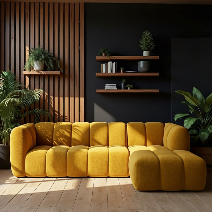 Hoekbank Louie Louie Fluweel Geel Rechts