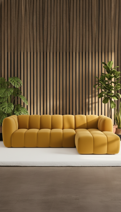 Hoekbank Louie Louie Fluweel Geel Rechts