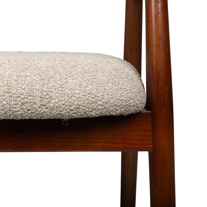 Houten stoel Calab Bouclé stof
