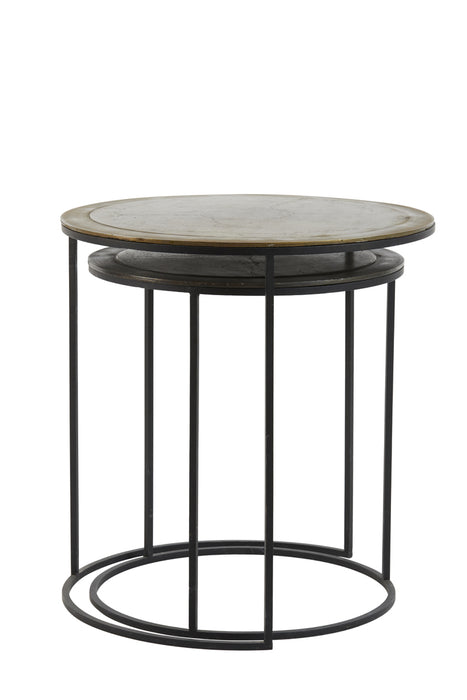 Side table Talca Set van 2 Antiek Koper en Zwart