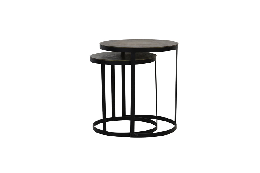 Side table Trelo Set van 2 Antiek Brons Zwart