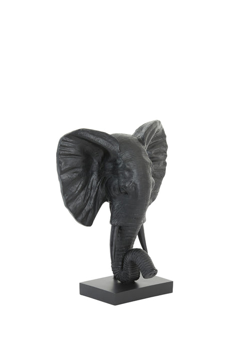 Ornament op voet Olifant Mat Zwart