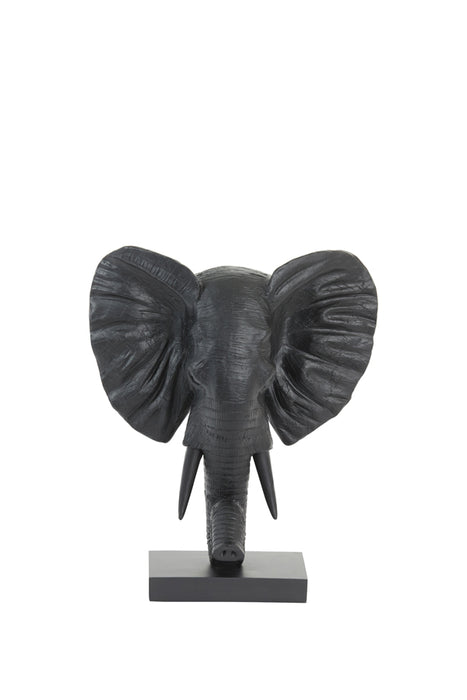 Ornament op voet Olifant Mat Zwart