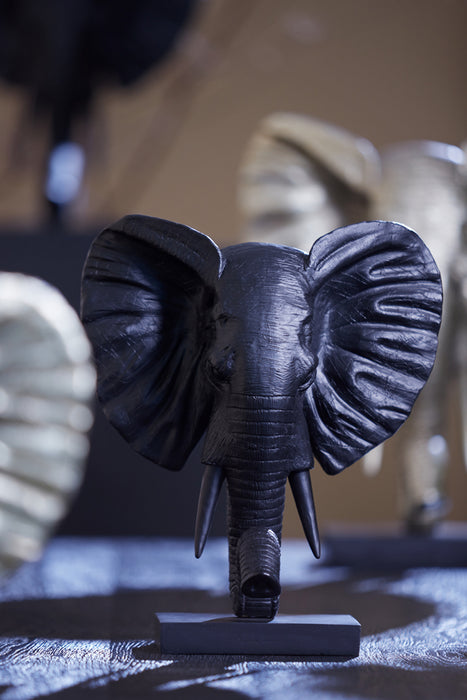 Ornament op voet Olifant Mat Zwart