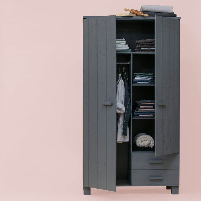 Kledingkast Dennis Grenen Steel Grey