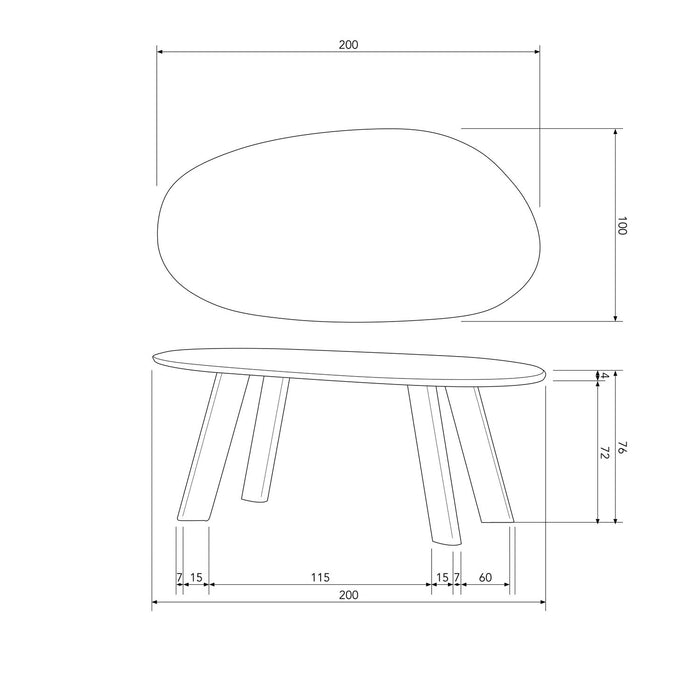 Eettafel Roundly Mango Hout 200cm