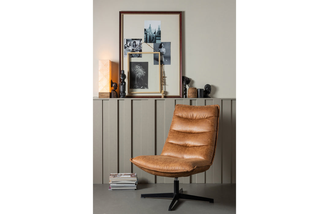 Fauteuil Nika Leerlook Cognac