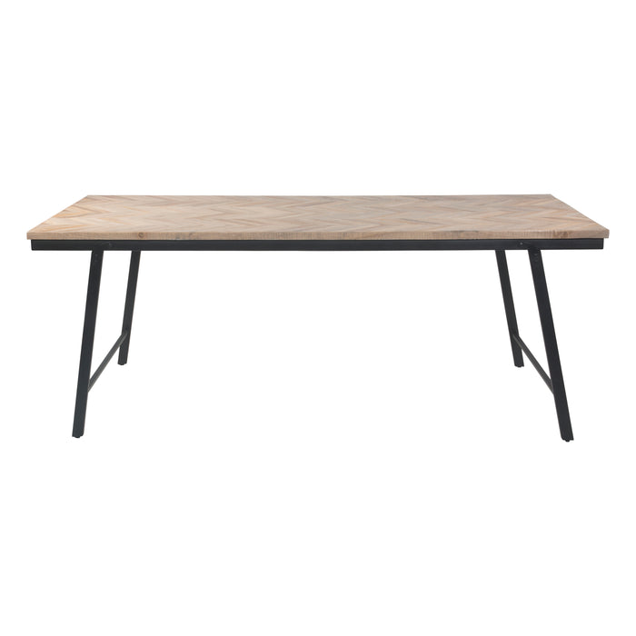 Eettafel Jute 200x90cm Visgraat motief Teak