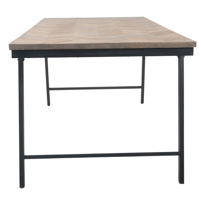 Eettafel Jute 200x90cm Visgraat motief Teak