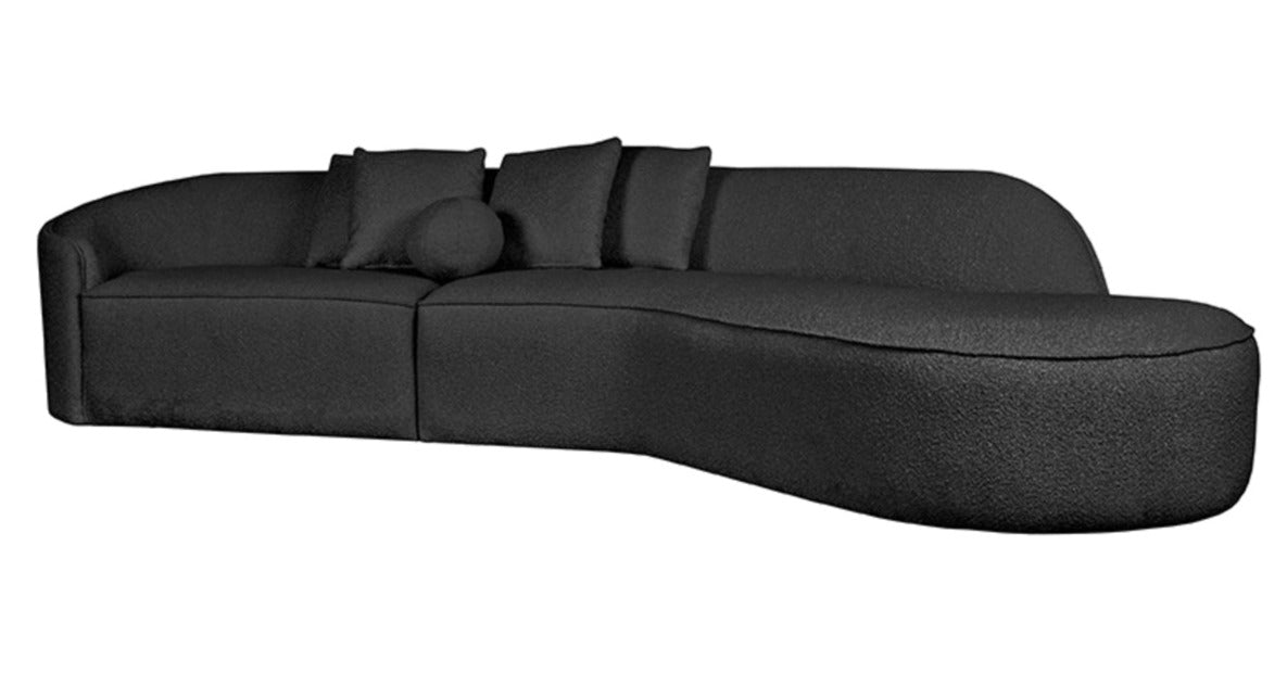 Bank Flori Antraciet Boucle / Teddy 4-Zits 338cm breed