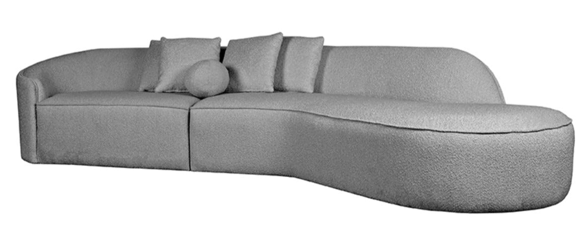 Bank Flori Grijs Boucle / Teddy 4-Zits 338cm breed