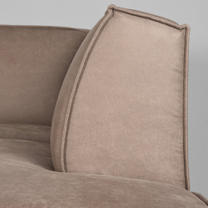 Hoekbank Kay Taupe Micro Suede Rechts 283cm breed