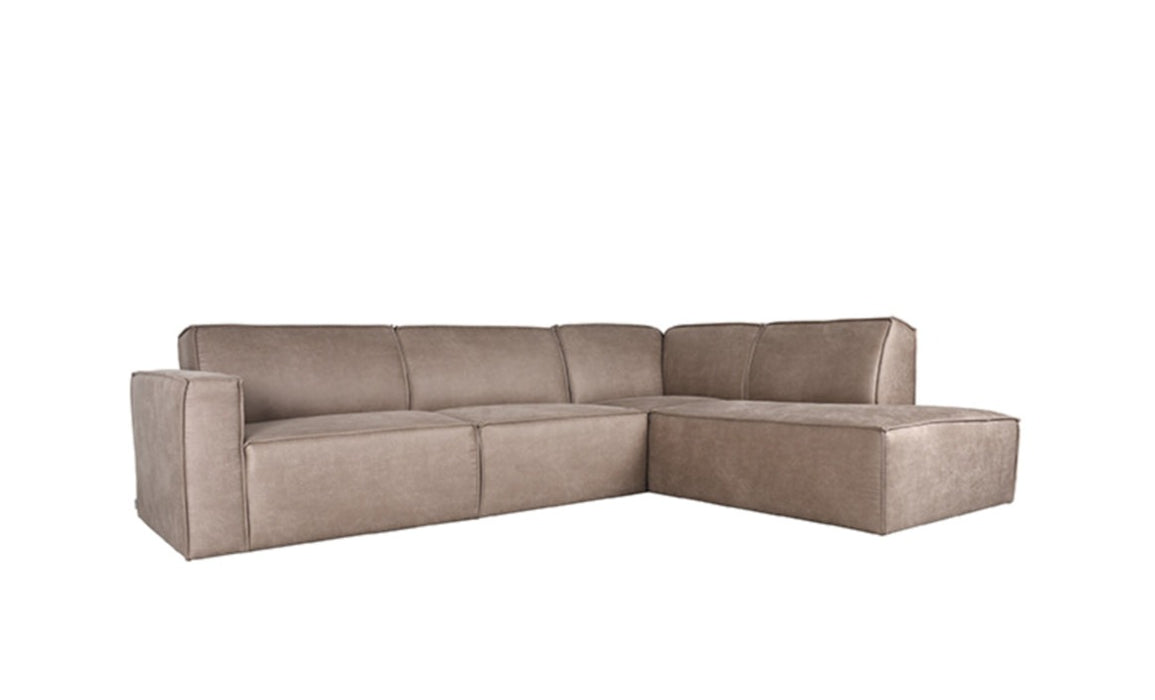 Hoekbank Kay Taupe Micro Suede Rechts 283cm breed