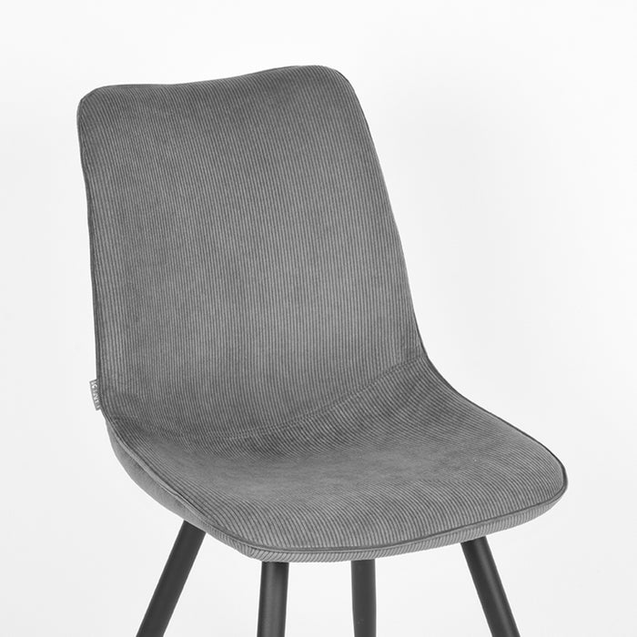 Stoel Jort Rib Stof Donker Grijs 2 stuks