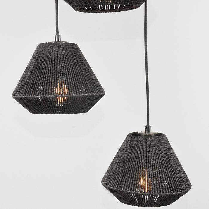 Hanglamp Ibiza Zwart Jute 3 Lichts