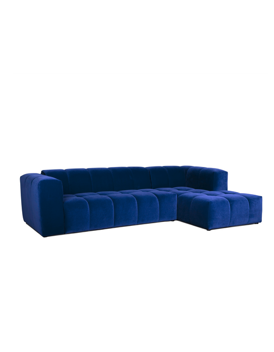 Hoekbank Ancan Rechts Fluweel Blauw