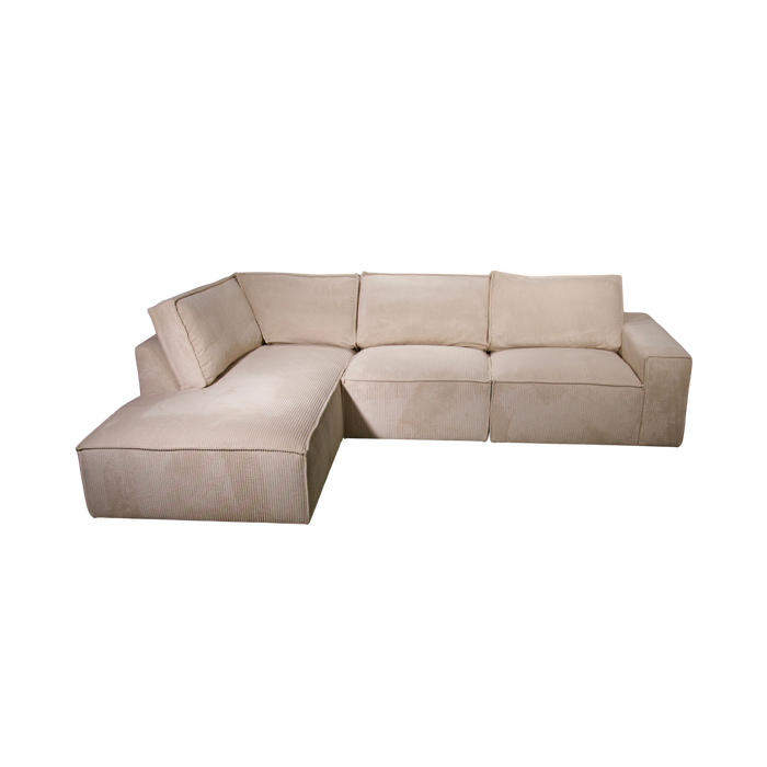 Hoekbank Bukowski Links Rib Stof, Op voorraad