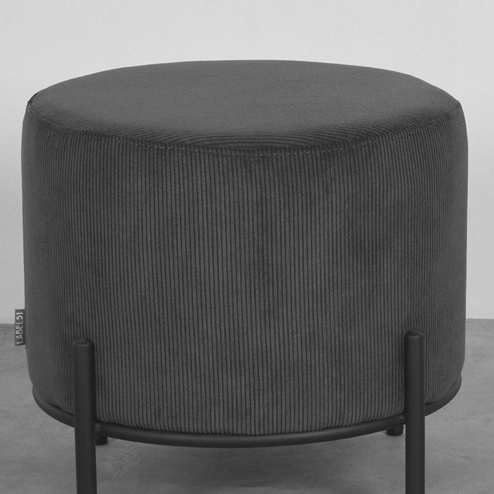 Poef Troy Antraciet Ribcord 46x46cm