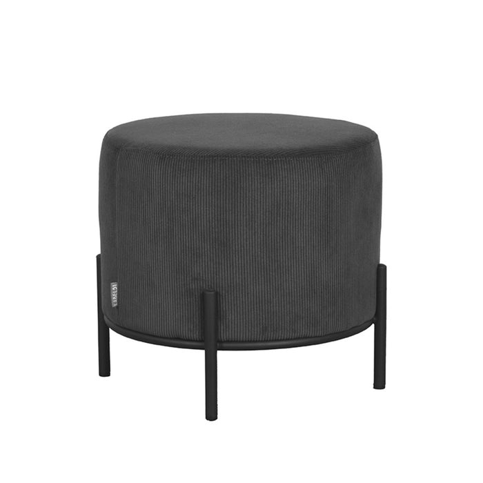 Poef Troy Antraciet Ribcord 46x46cm