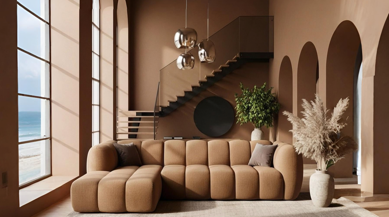 Hoekbank Louie Louie Bouclé Bruin Links