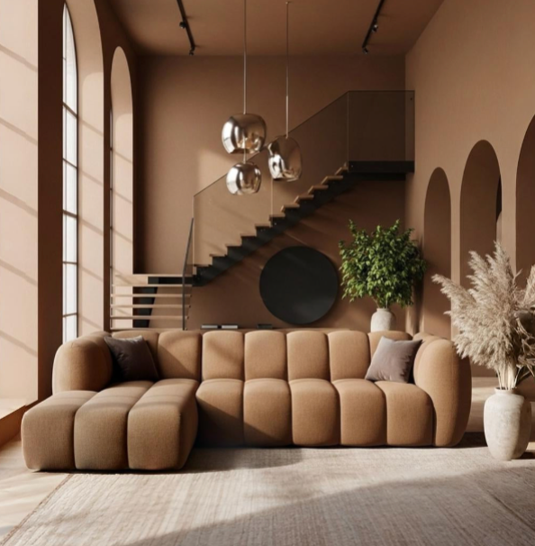 Hoekbank Louie Louie Bouclé Bruin Links