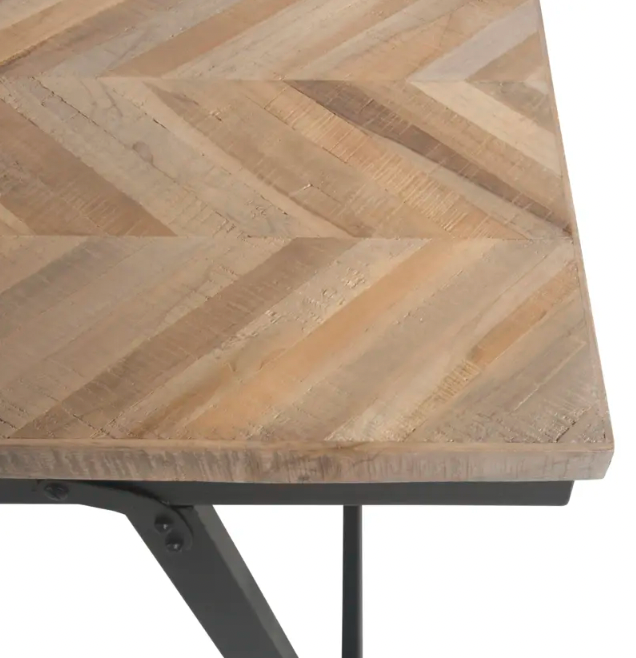 Eettafel Jute 200x90cm Visgraat motief Teak