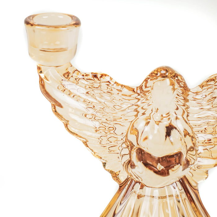 Kandelaar Glas Angel Amber 18.6x11.5x20cm