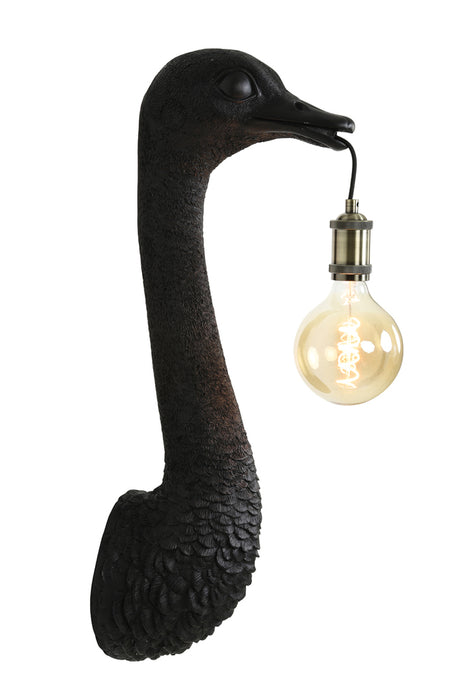 Wandlamp Ostrich 18x15,5x57,5 cm Mat Zwart