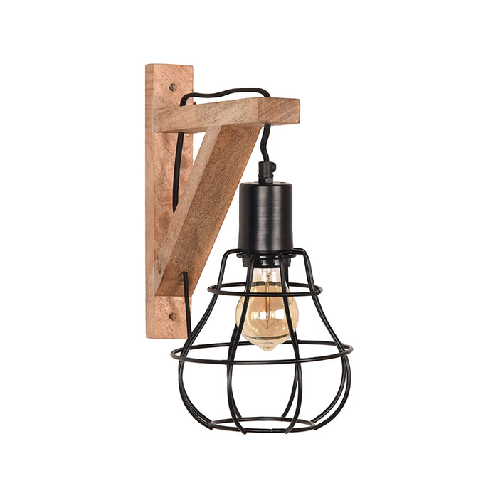 Wandlamp Drop Zwart Mangohout