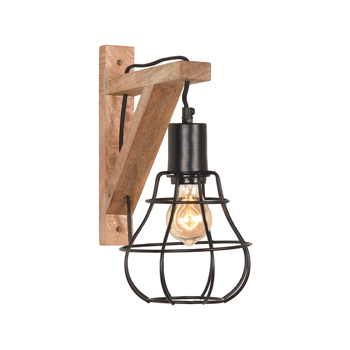 Wandlamp Drop Zwart Mangohout