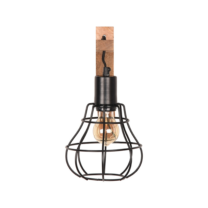 Wandlamp Drop Zwart Mangohout